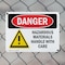 Signmission Hazardous Materials Handle With Care Danger Sign, Plastic, 10in W x 7in L, 2PK OS-2PACK-DS-P-710-L-1316 - alternate 2